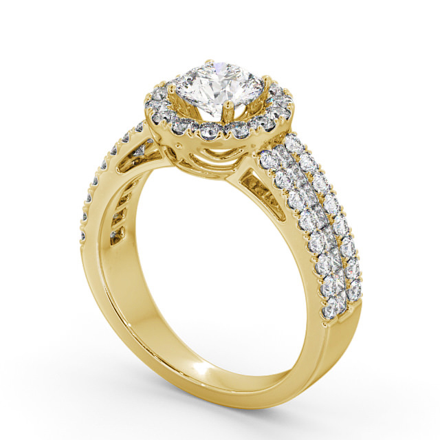 Halo Round Diamond Engagement Ring 18K Yellow Gold - Swaithe CL48_YG_SIDE