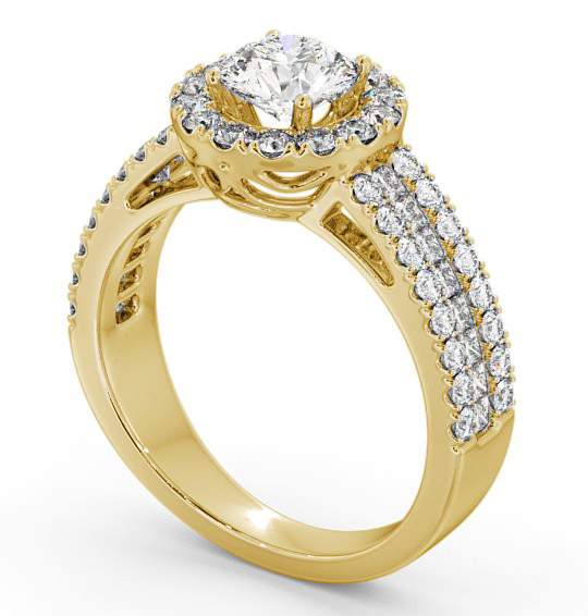 Halo Round Diamond Engagement Ring 18K Yellow Gold - Swaithe CL48_YG_THUMB1