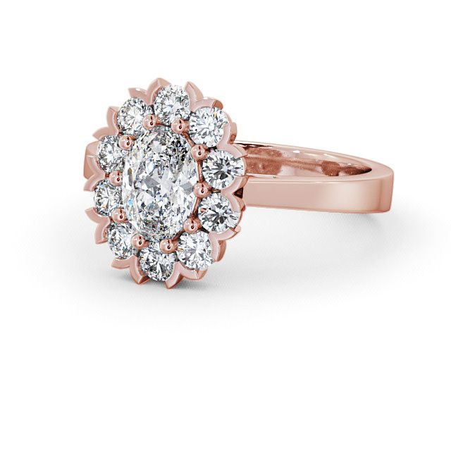 Cluster Oval Diamond Ring 18K Rose Gold - Haile CL4_RG_FLAT
