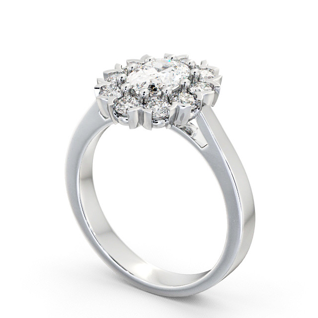 Cluster Oval Diamond Ring Platinum - Haile CL4_WG_SIDE