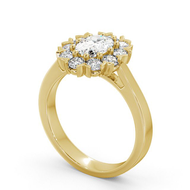 Cluster Oval Diamond Ring 9K Yellow Gold - Haile CL4_YG_SIDE