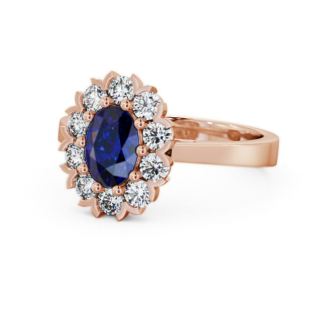 Cluster Blue Sapphire and Diamond 1.60ct Ring 18K Rose Gold - Haile CL4GEM_RG_BS_FLAT