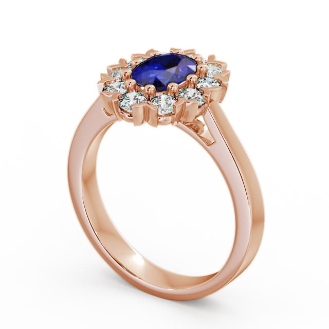 Cluster Blue Sapphire and Diamond 1.60ct Ring 18K Rose Gold - Haile CL4GEM_RG_BS_SIDE