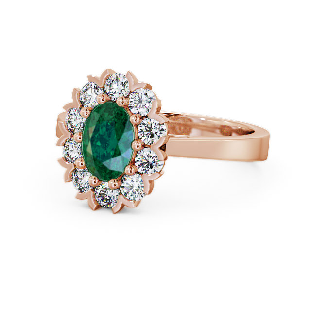 Cluster Emerald and Diamond 1.45ct Ring 18K Rose Gold - Haile CL4GEM_RG_EM_FLAT