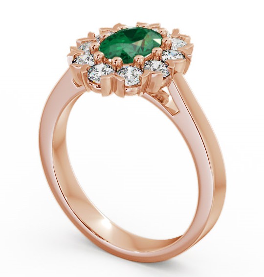 Cluster Emerald and Diamond 1.45ct Ring 18K Rose Gold - Haile CL4GEM_RG_EM_THUMB1