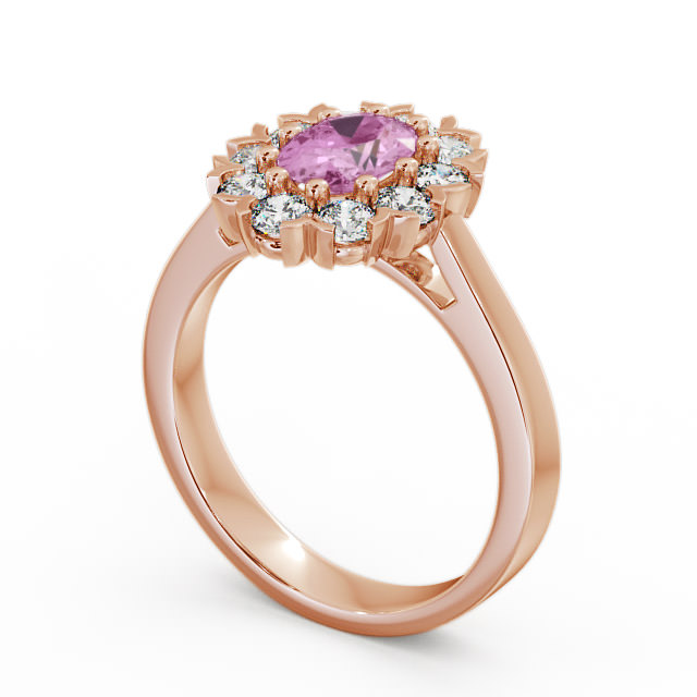 Cluster Pink Sapphire and Diamond 1.60ct Ring 18K Rose Gold - Haile CL4GEM_RG_PS_SIDE