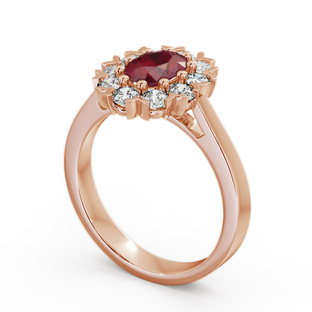Cluster Ruby and Diamond 1.60ct Ring 9K Rose Gold - Haile