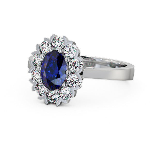 Cluster Blue Sapphire and Diamond 1.60ct Ring 18K White Gold - Haile CL4GEM_WG_BS_FLAT