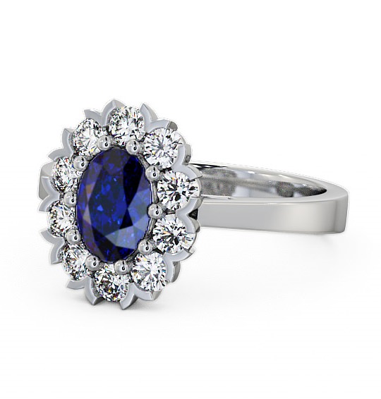  Cluster Blue Sapphire and Diamond 1.60ct Ring 18K White Gold - Haile CL4GEM_WG_BS_THUMB2 