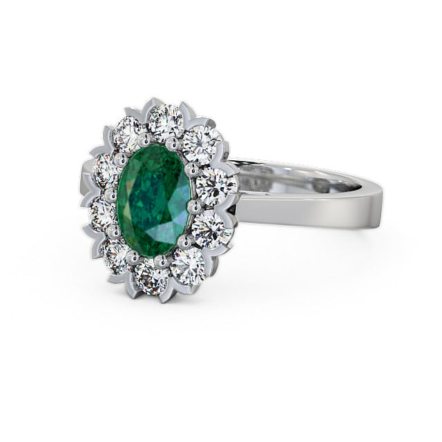 Cluster Emerald and Diamond 1.45ct Ring 9K White Gold - Haile CL4GEM_WG_EM_FLAT