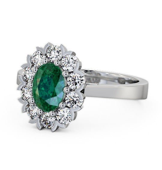  Cluster Emerald and Diamond 1.45ct Ring 18K White Gold - Haile CL4GEM_WG_EM_THUMB2 