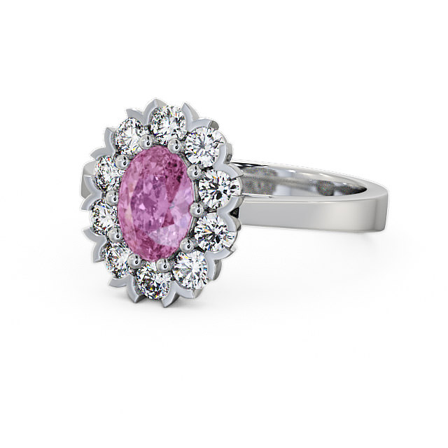 Cluster Pink Sapphire and Diamond 1.60ct Ring 18K White Gold - Haile CL4GEM_WG_PS_FLAT