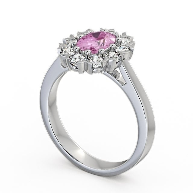 Cluster Pink Sapphire and Diamond 1.60ct Ring Platinum - Haile CL4GEM_WG_PS_SIDE