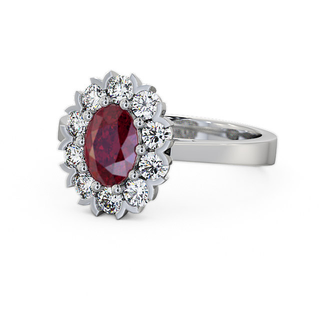 Cluster Ruby and Diamond 1.60ct Ring 9K White Gold - Haile CL4GEM_WG_RU_FLAT