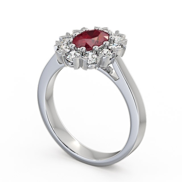 Cluster Ruby and Diamond 1.60ct Ring 18K White Gold - Haile CL4GEM_WG_RU_SIDE
