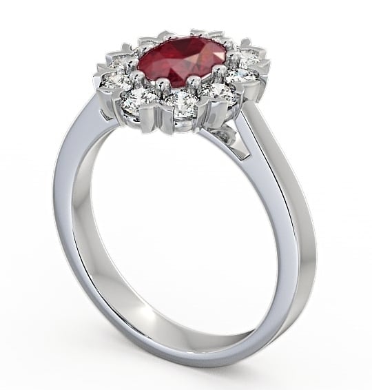  Cluster Ruby and Diamond 1.60ct Ring 18K White Gold - Haile CL4GEM_WG_RU_THUMB1 