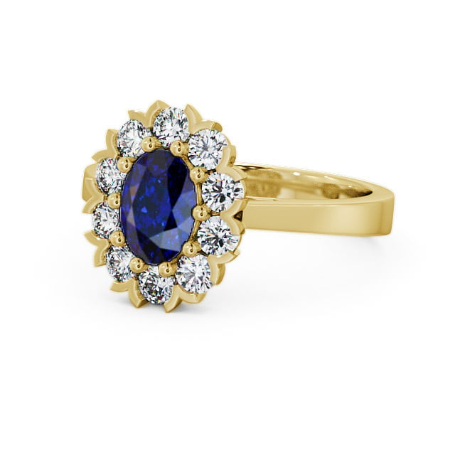 Cluster Blue Sapphire and Diamond 1.60ct Ring 9K Yellow Gold - Haile CL4GEM_YG_BS_FLAT