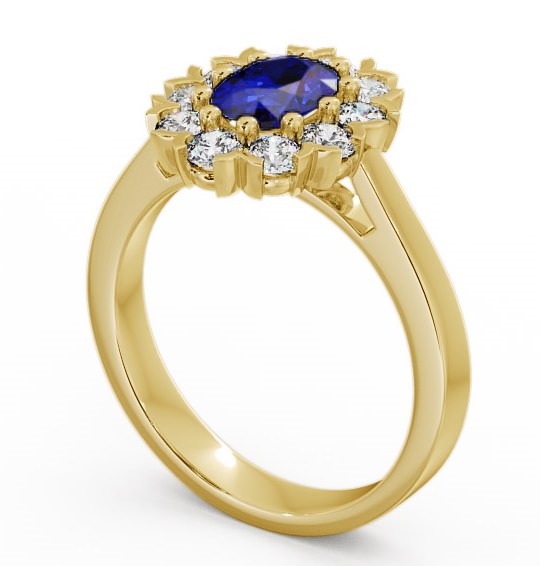 Cluster Blue Sapphire and Diamond 1.60ct Ring 18K Yellow Gold CL4GEM_YG_BS_THUMB1