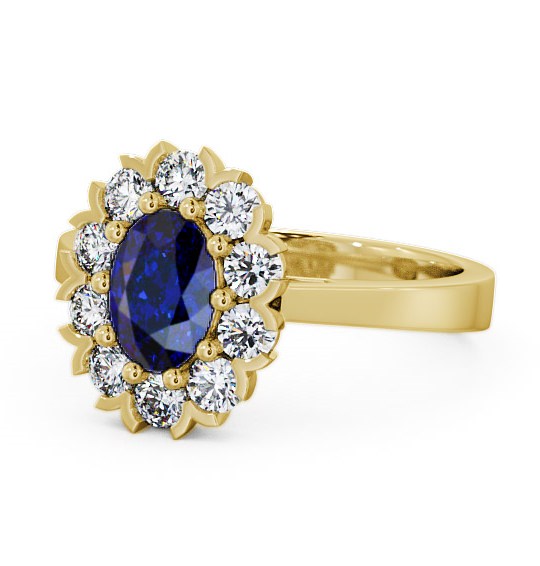  Cluster Blue Sapphire and Diamond 1.60ct Ring 9K Yellow Gold - Haile CL4GEM_YG_BS_THUMB2 