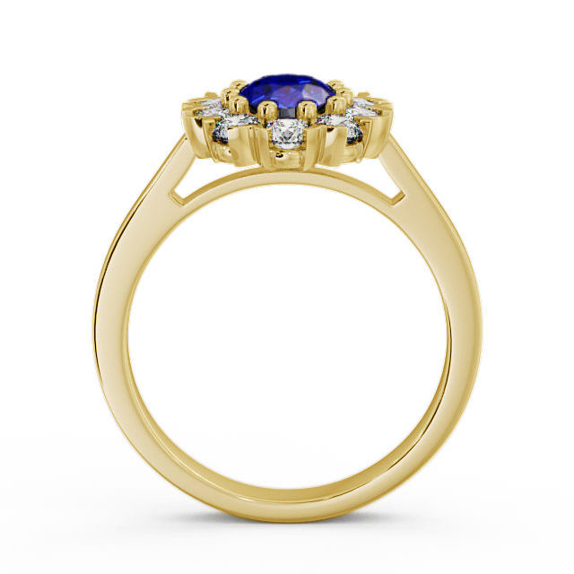 Cluster Blue Sapphire and Diamond 1.60ct Ring 18K Yellow Gold - Haile CL4GEM_YG_BS_UP