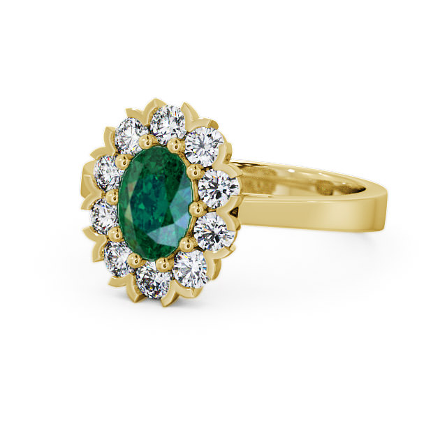 Cluster Emerald and Diamond 1.45ct Ring 9K Yellow Gold - Haile CL4GEM_YG_EM_FLAT