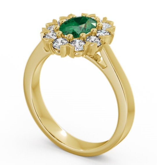 Cluster Emerald and Diamond 1.45ct Ring 9K Yellow Gold - Haile CL4GEM_YG_EM_THUMB1