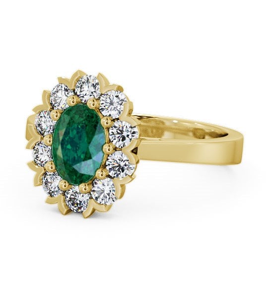  Cluster Emerald and Diamond 1.45ct Ring 9K Yellow Gold - Haile CL4GEM_YG_EM_THUMB2 
