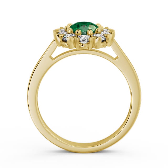 Cluster Emerald and Diamond 1.45ct Ring 9K Yellow Gold - Haile CL4GEM_YG_EM_UP