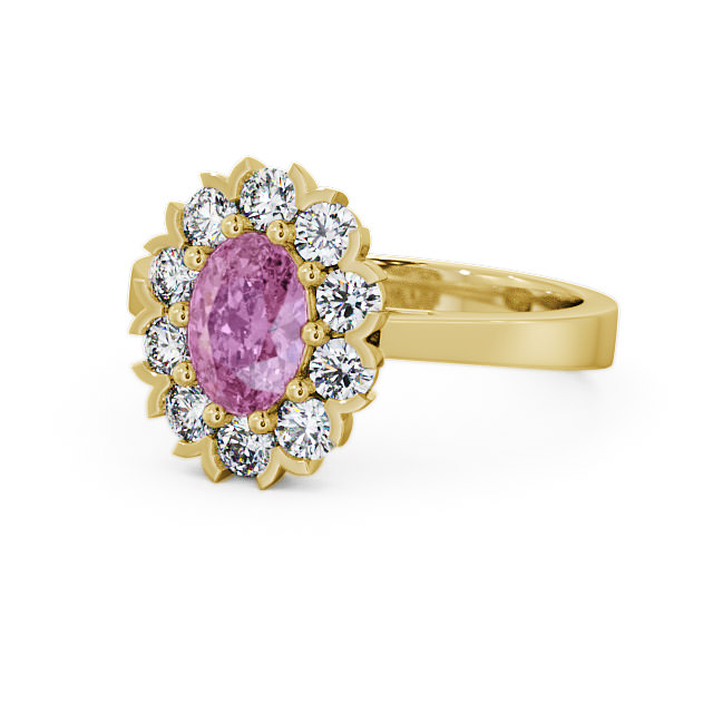 Cluster Pink Sapphire and Diamond 1.60ct Ring 18K Yellow Gold - Haile CL4GEM_YG_PS_FLAT