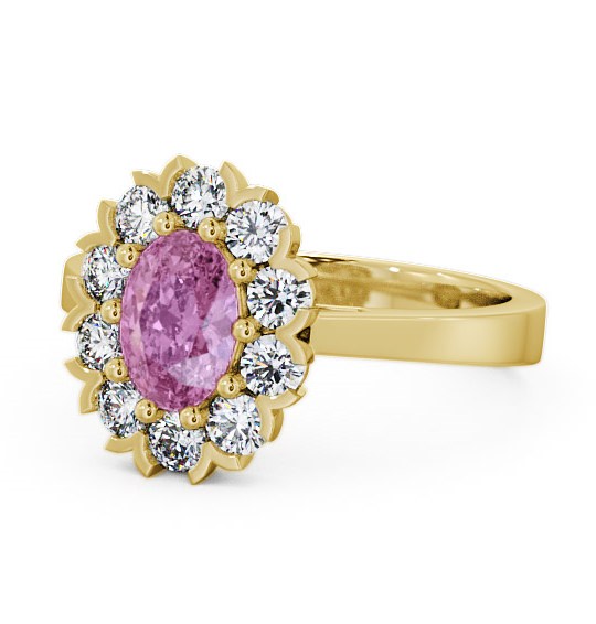  Cluster Pink Sapphire and Diamond 1.60ct Ring 18K Yellow Gold - Haile CL4GEM_YG_PS_THUMB2 