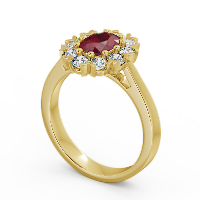 Cluster Ruby and Diamond 1.60ct Ring 18K Yellow Gold - Haile CL4GEM_YG_RU_SIDE