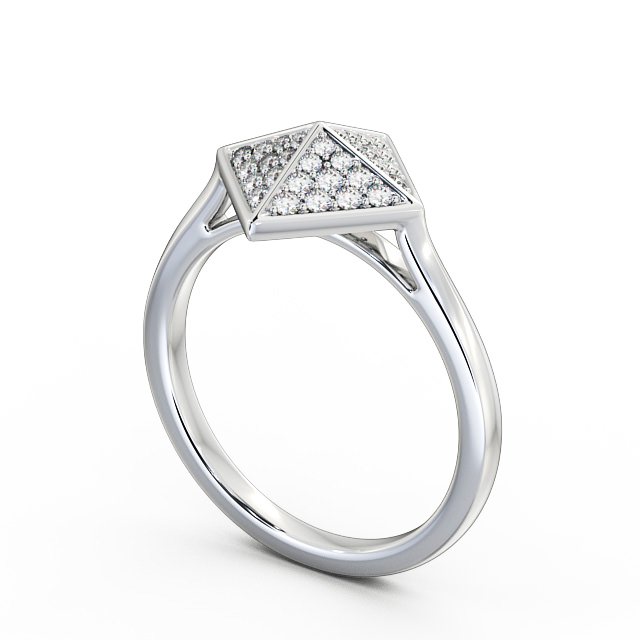 Pyramid Round Diamond 0.22ct Ring 18K White Gold - Casimira CL51_WG_SIDE