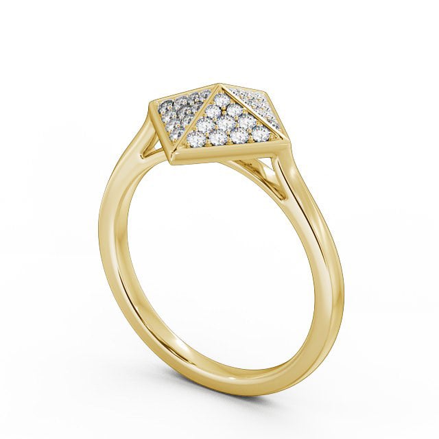 Pyramid Round Diamond 0.22ct Ring 18K Yellow Gold - Casimira CL51_YG_SIDE