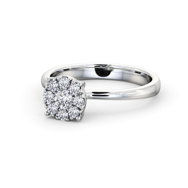 Cluster Style Round Diamond Ring Platinum - Emmie CL52_WG_FLAT