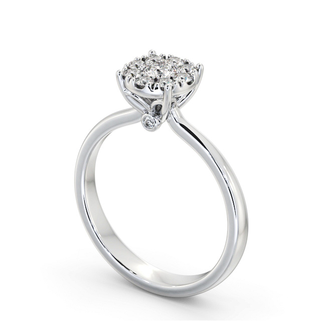 Cluster Style Round Diamond Ring Platinum - Emmie CL52_WG_SIDE