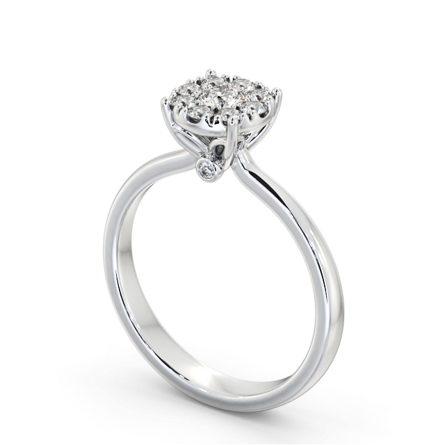 Cluster Style Round Diamond Ring 9K White Gold - Emmie CL52_WG_SIDE