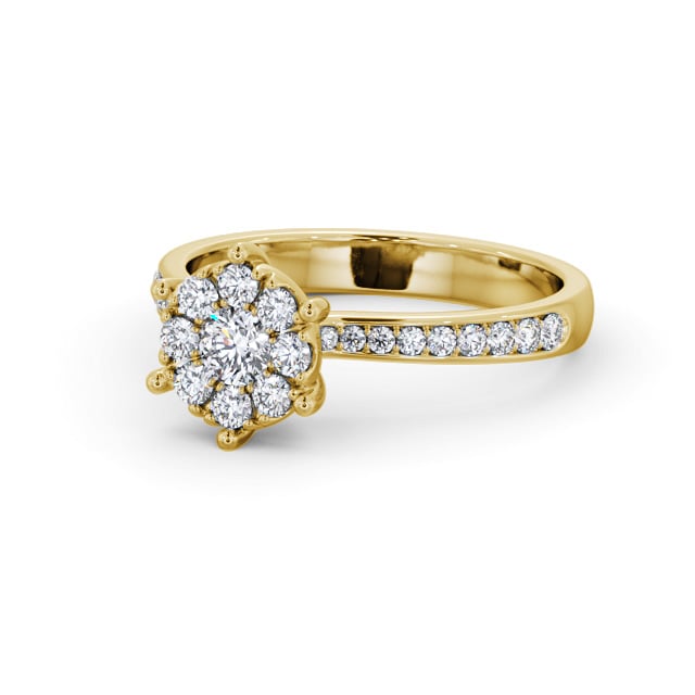 Cluster Style Round Diamond Ring 18K Yellow Gold - Heena CL53_YG_FLAT