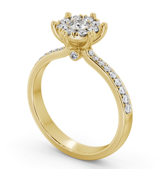 Cluster Style Round Diamond Ring 18K Yellow Gold - Heena CL53_YG_THUMB1