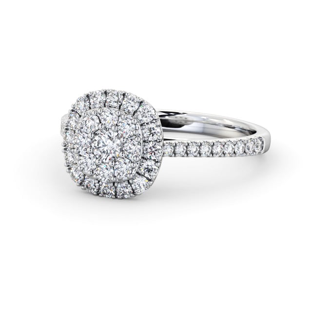 Cluster Style Round Diamond Ring Platinum - Cleasby CL55_WG_FLAT