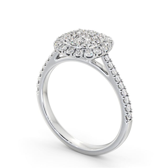 Cluster Style Round Diamond Ring 18K White Gold - Cleasby CL55_WG_SIDE