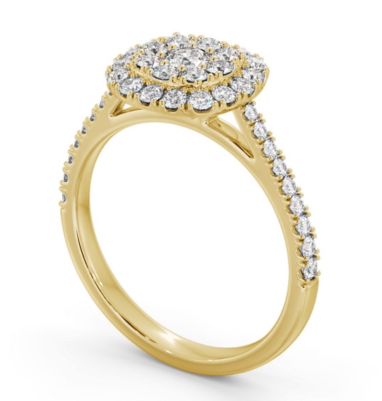 Cluster Style Round Diamond Cushion Design Ring 18K Yellow Gold CL55_YG_THUMB1 