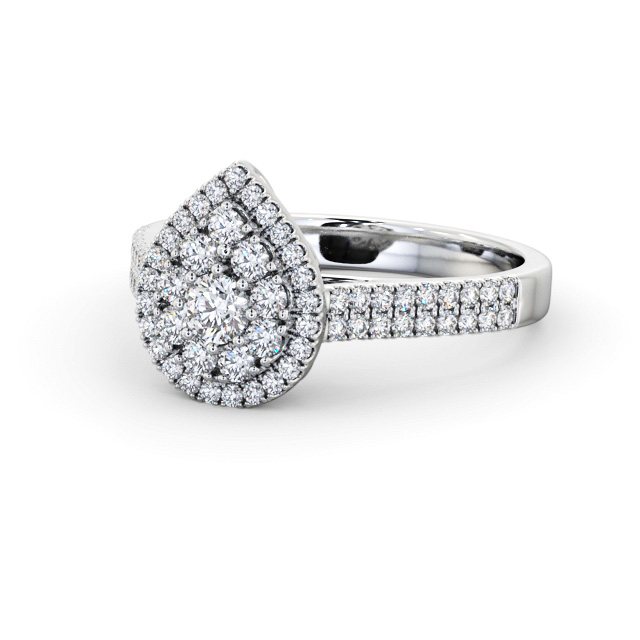 Cluster Style Round Diamond Ring 18K White Gold - Imelis CL57_WG_FLAT