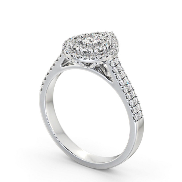 Cluster Style Round Diamond Ring 9K White Gold - Imelis CL57_WG_SIDE