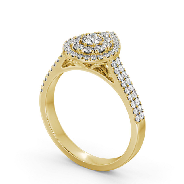 Cluster Style Round Diamond Ring 9K Yellow Gold - Imelis CL57_YG_SIDE