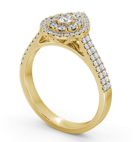 Cluster Style Round Diamond Pear Design Ring 18K Yellow Gold CL57_YG_THUMB1