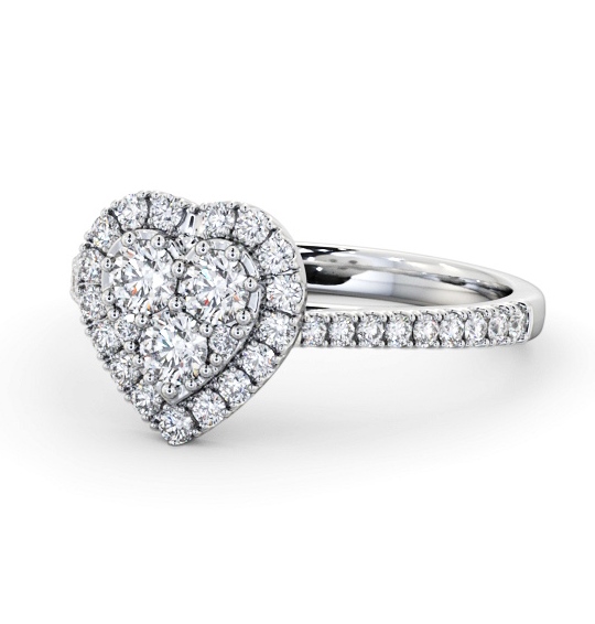 Cluster Style Round Diamond Heart Design Ring 18K White Gold CL58_WG_THUMB2 