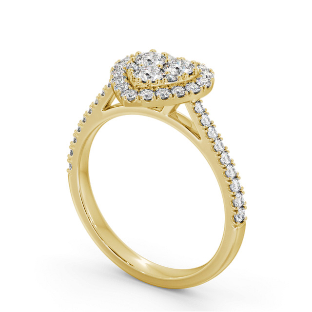 Cluster Style Round Diamond Ring 18K Yellow Gold - Sonia CL58_YG_SIDE