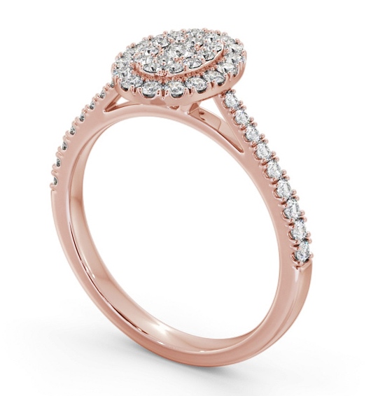 Cluster Style Round Diamond Oval Design Ring 18K Rose Gold CL59_RG_THUMB1