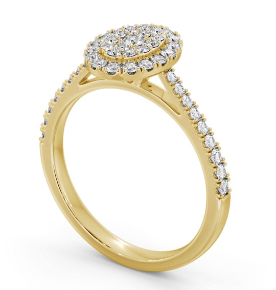 Cluster Style Round Diamond Oval Design Ring 18K Yellow Gold CL59_YG_THUMB1