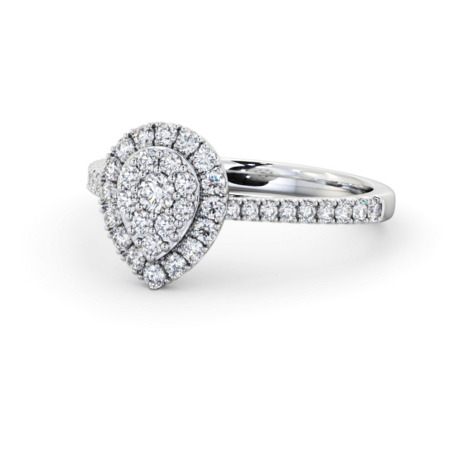 Cluster Style Round Diamond Ring 18K White Gold - Miya CL60_WG_FLAT